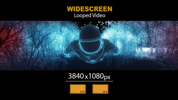 Widescreen Astronaut Flying Space Wireframe 02 alt