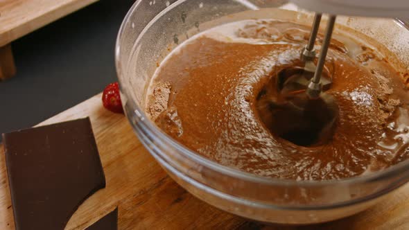 I Mix the Ingredients for the Chocolate Cake with the Mixer