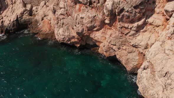 a Dangerous Mountain Road Runs Along the Mediterranean Coast Along Turkey Kaputash Beach