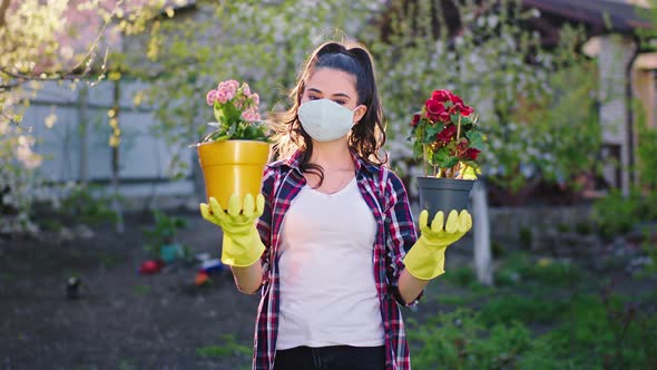 In the Quarantine at Home in the Garden Wearing