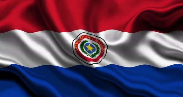 Realistic flag of Paraguay, Seamless looping with highly detailed fabric texture