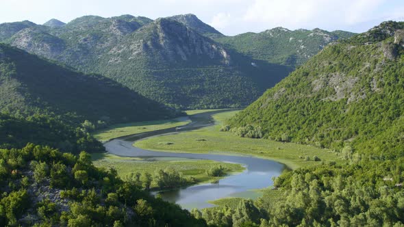 Skadar Lake River Curved on Valley, Virpazar National Park, Montenegro