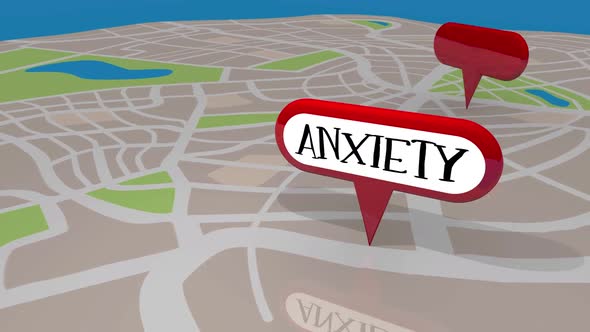 Stress Anxiety Fear Worry Angst Map Pins 3d Animation