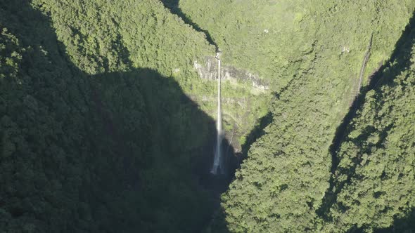 Aerial view of Cascade de La Grande Ravine, Reunion.