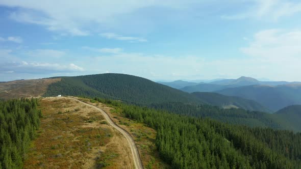 Drone Rocky Park Road Touristic Park Day Beautiful Cloudy Sky in Background