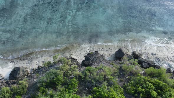 Zanzibar Tanzania  Aerial View of the Ocean Near the Shore of the Island Slow Motion