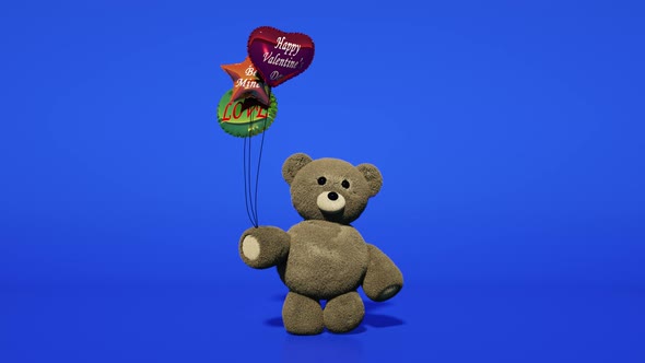 Teddy Bear With Colorful Balloons for Valentines Day