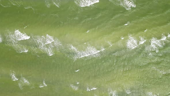 Aerial Drone View of the Sea with Waves