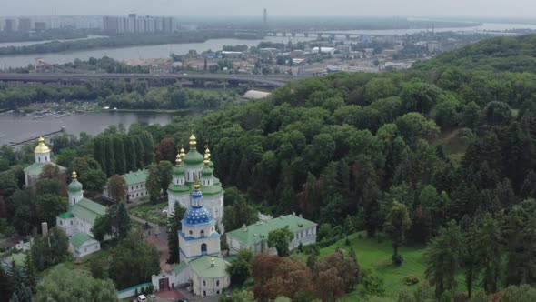 Drone footage Aerial view of Kiev Pechersk Lavra in Kyiv Kiev, Ukraine. 