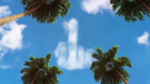 "middle finger" allegorical element in the sky in the form of clouds 3d animation on a tourist theme