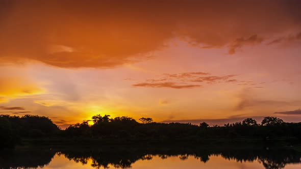 View of Colorful dramatic sky sunset or sunrise with Moving clouds background