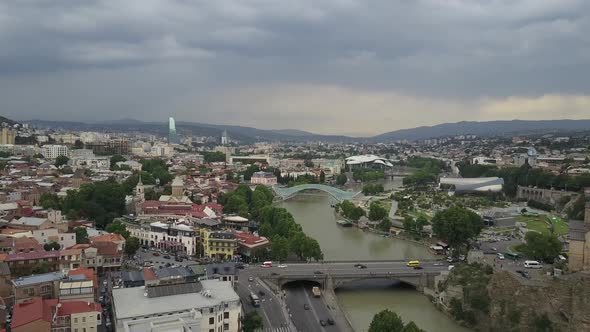 Aerial view of Old Tbilisi. Metekhi district. Georgia