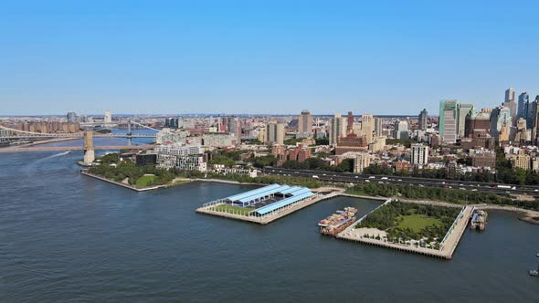 Aerial Fly Over of Brooklyn Rooftops with Beautiful Brooklyn Apartments