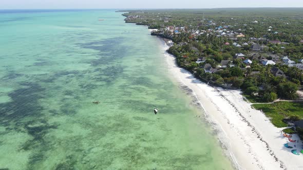 View From a Height of the Indian Ocean Near the Coast of Zanzibar Tanzania