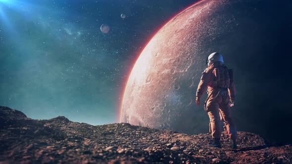 Astronaut On The Red Planet Background