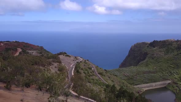 Drone view of the Mirador de Abrante viewpoint in Gomera - Canary Islands