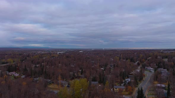 Anchorage City in Cloudy Autumn Morning