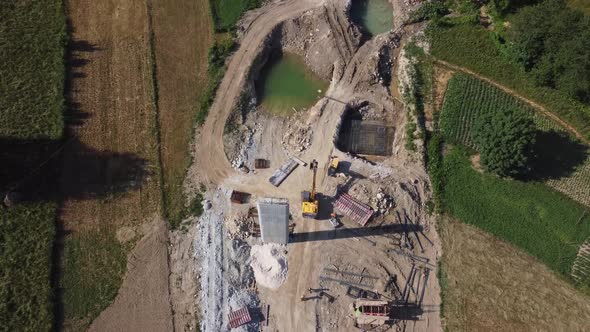 Aerial Shot New Road Or Highway Construction Site 4K - V8