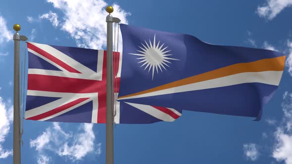 United Kingdom Flag Vs Marshall Islands Flag On Flagpole