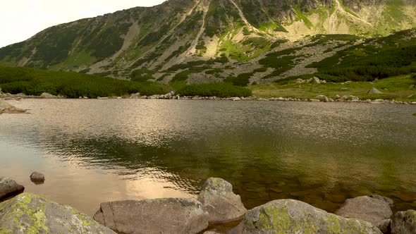 Lake Zakopane : Tllt up shot of Przedni Staw Polski lake with crystal clear water