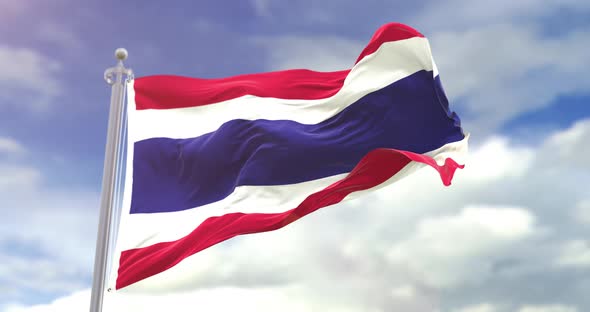 Realistic Thailand Flag Slow Motion 4K