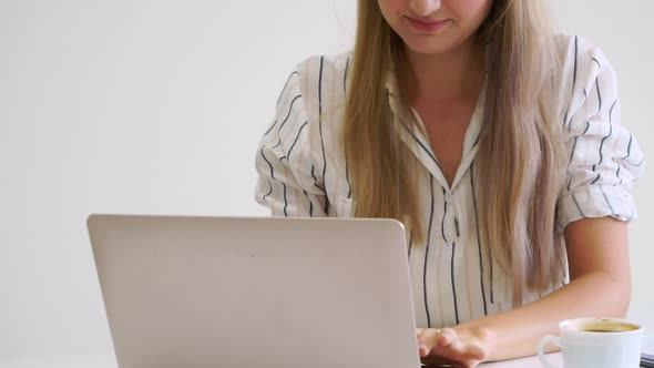 Blonde Business Woman Working at Modern Office