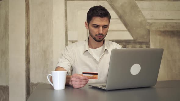 Mixed Race Businessman Online Banking.