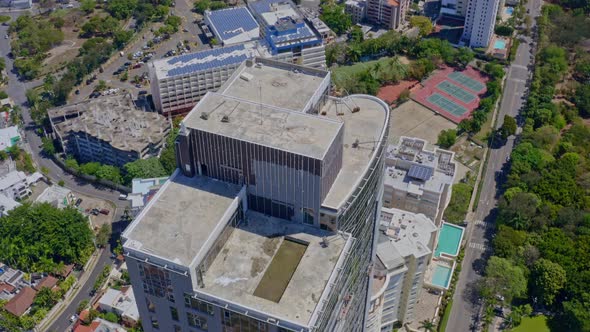 Aerial shot of Santo Domingo city from skyscraper roof, Dominican Republic