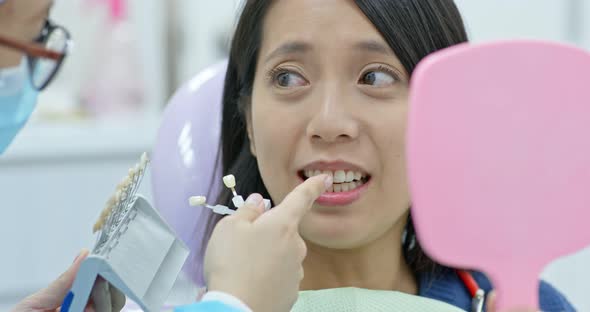 Woman Go Dental Clinic for Whitening Teeth 