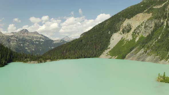 4k Aerial Drone Shot of Joffre Lakes Turquoise Lakes, Provincial Park in British Columbia, Canada. I