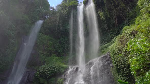 The Biggest Waterfall on the Bali Island - the Sekumpul Waterfall, Travel To Bali Concept