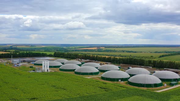 Biogas plant on field