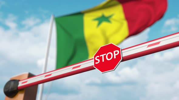 Open Boom Gate on the Senegalese Flag Background