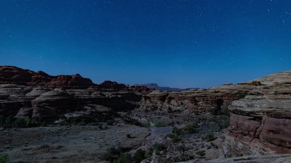 Starry Night Sky Over Water Canyon - Maze District, Canyonlands National Park, Utah