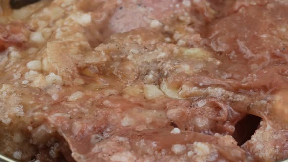 Canned meat close up