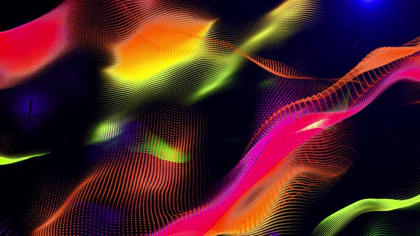 Abstract digital particle wave colorful tech line background