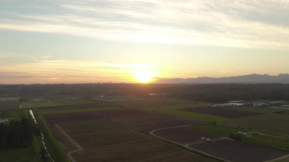 Aerial View of Farm Fields in Fraser Valley