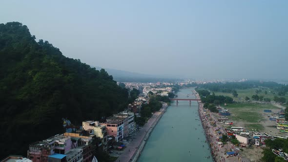 City of Haridwar state of Uttarakhand in India seen from the sky