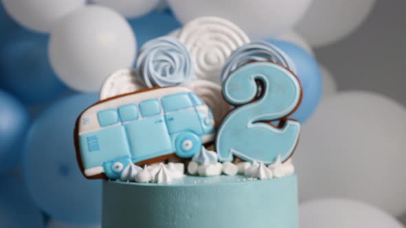 Cake Blue Number Two and the Bus in the Form of Gingerbread