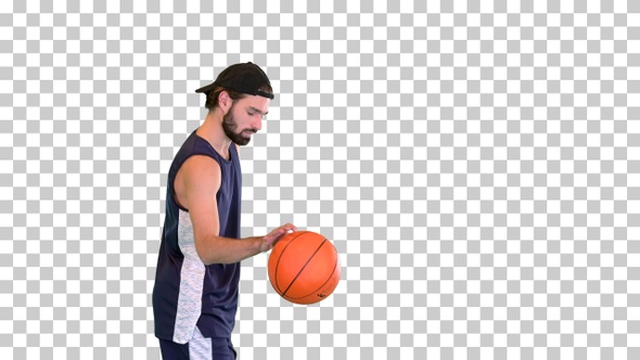 Basketball player throwing the ball after, Alpha Channel