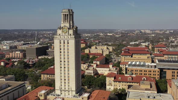 University of Texas Tower Aerial Pull Back