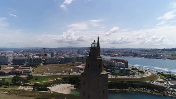 Torre de Hercules and City View of Coruna Spain