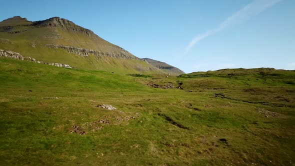 Aerial View of a Faroese Mountains Faroe Islands