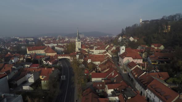 Aerial view of the Old City of Ljubljana