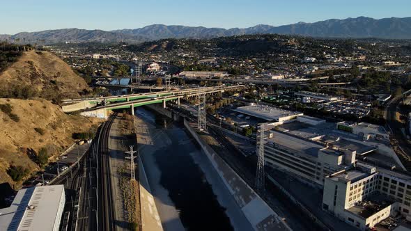 Aerial of industrial area  in Los Angeles