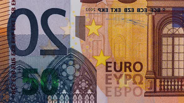 Fragments of Different European Paper Money Change Each Other in Stop Motion