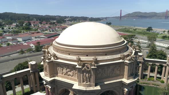 Aerial view of the Palace of Fine Arts' dome