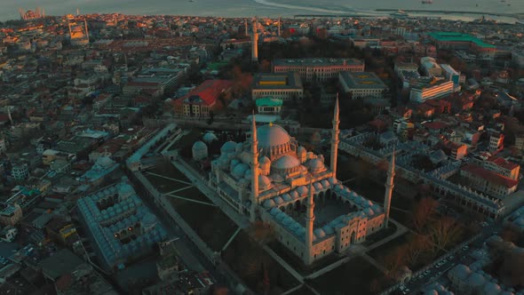 Sunset Over The Blue Mosque  Sultanahmet Camii in Istanbul Turkey