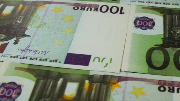 One Hundred Euro Banknotes On Rotating Table