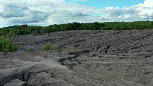 Flying above the abandoned clay quarry.